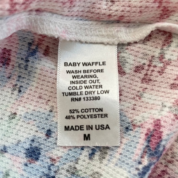 WHIMSY ROSE Size Medium Pink Baby Waffle Thermal Tee Llama Floral Print - Picture 4 of 5